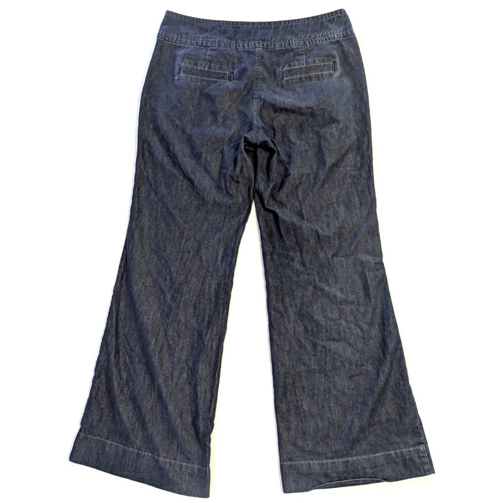 Apt 9 Womens Wide Leg Sailor Jeans Dark Wash Blue Denim Size 10 Nautical Buttons - Picture 3 of 6